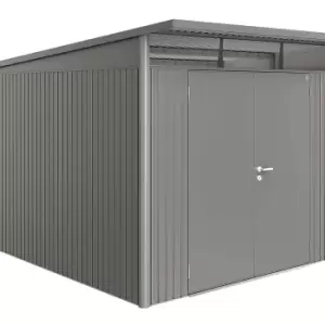 image of Biohort AvantGarde Double Door Metal Garden Shed 8ft5 x 12ft4 A8 - Metallic Quartz Grey