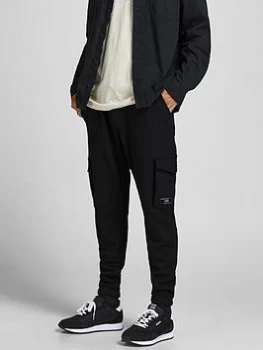 Image of Jack & Jones Gordon Cuffed Cargo Joggers, Black Size XL Men