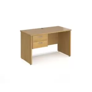 Image of Office Desk Rectangular Desk 1200mm With Pedestal Oak Top And Panel End Leg 600mm Depth Maestro 25