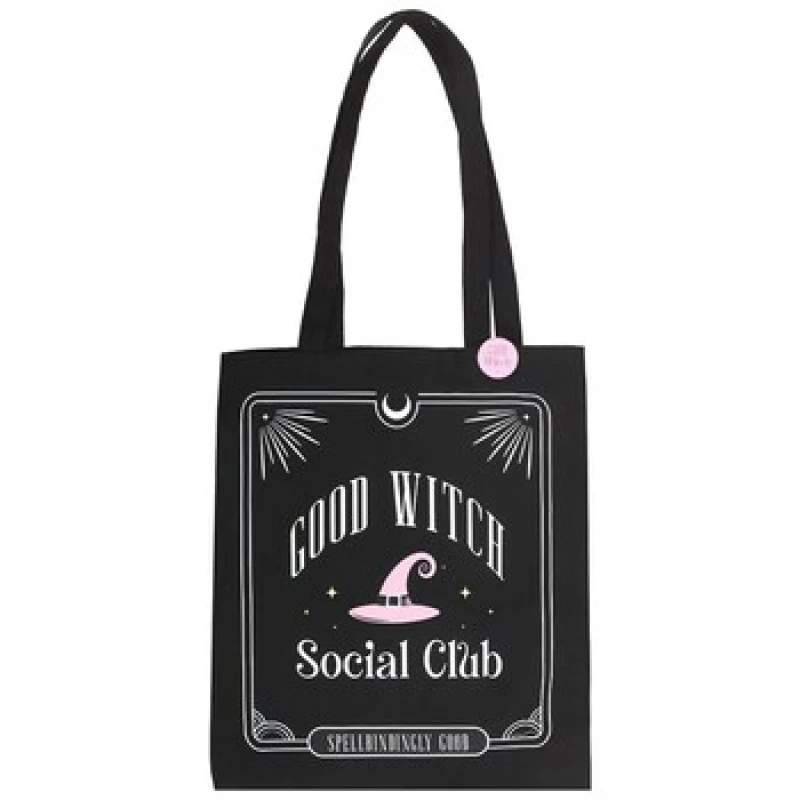 Image of Something Different Womens Good Witch Social Club Polycotton Tote Bag in Black Female One Size