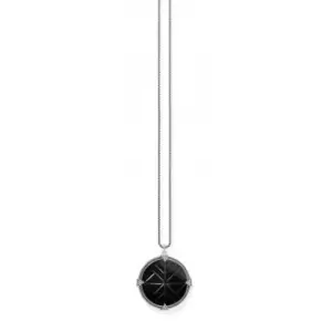 Image of Silver Zirconia Vintage Black Coin Necklace KE1998-508-11-L50V