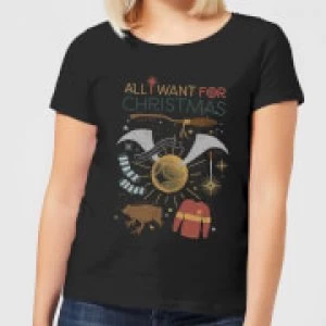 Image of Harry Potter All I Want Womens Christmas T-Shirt - Black