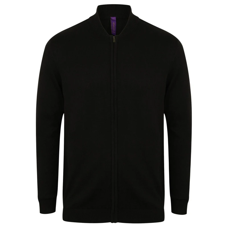 Image of Henbury Mens Knitted Bomber Jacket in Black Size: XS Black Male XS