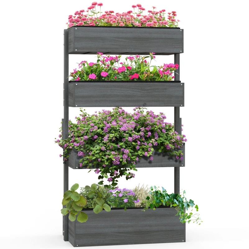 Image of Outsunny Raised Garden Bed Wooden Plant Stand Grey TJ Hughes 5061025098583
