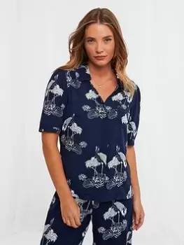 Image of Joe Browns Boutique Pyjama Top -navy, Blue, Size 12, Women