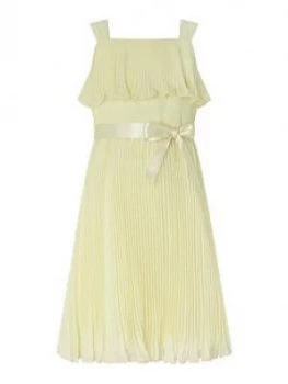 image of Monsoon Girls S.E.W Italia Pleat Dress - Lemon, Lemon, Size 10 Years, Women