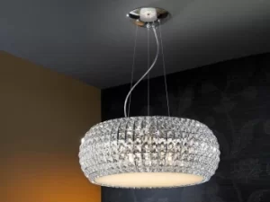 Image of Diamond 9 Light Crystal Ceiling Pendant Chrome, G9