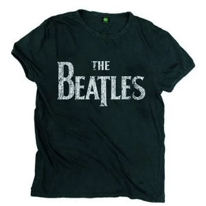Image of The Beatles - Drop T Logo Vintage Unisex Large T-Shirt - Black