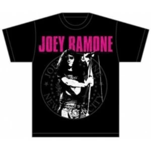 image of Joey Ramone Mic Seal Mens T Shirt: Small