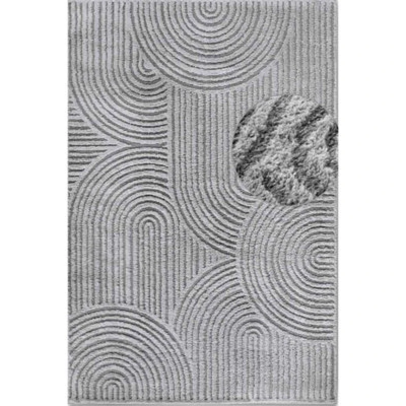 Image of The Rugs Chappe High Pile Rug Runner Soft Geometric Polyester Shaggy Rug In Grey