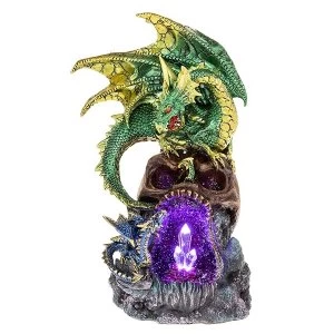 image of Crystal Cave LED 2 Dragons Green Large Ornament