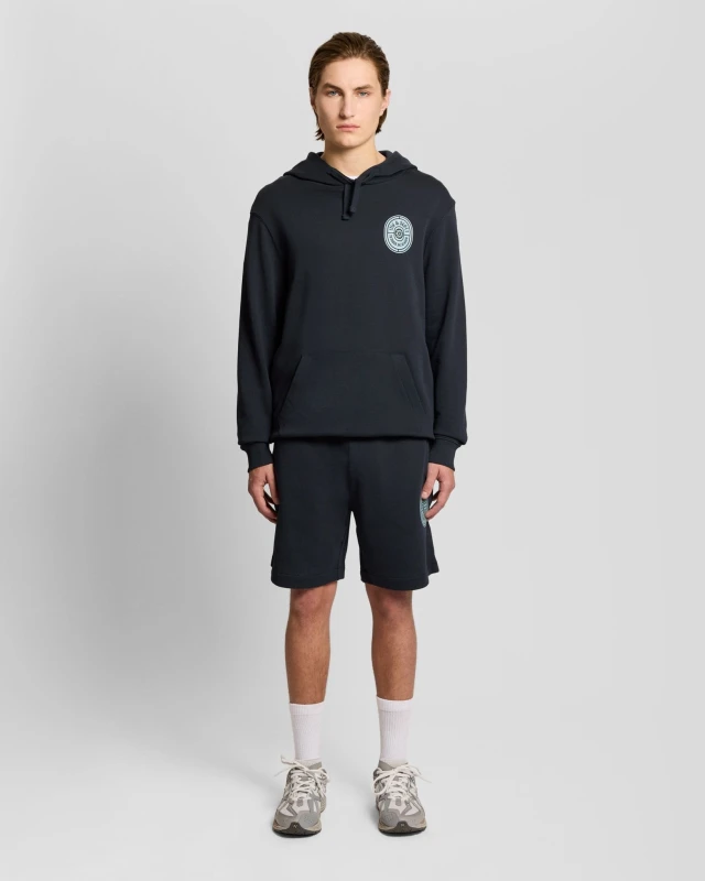 Image of Lyle & Scott Mens Graphic Badge Cotton Sweat Shorts in Navy