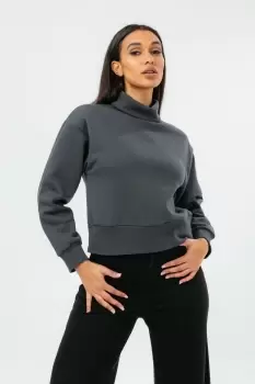 Image of HYPE CHARCOAL ROLL NECK WOmens SWEATSHIRT