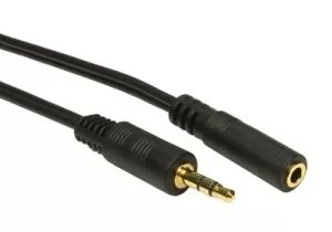 image of 3.5mm (M) Stereo Plug to 3.5mm (F) Stereo Plug 1m Black with Gold Connectors OEM Cable