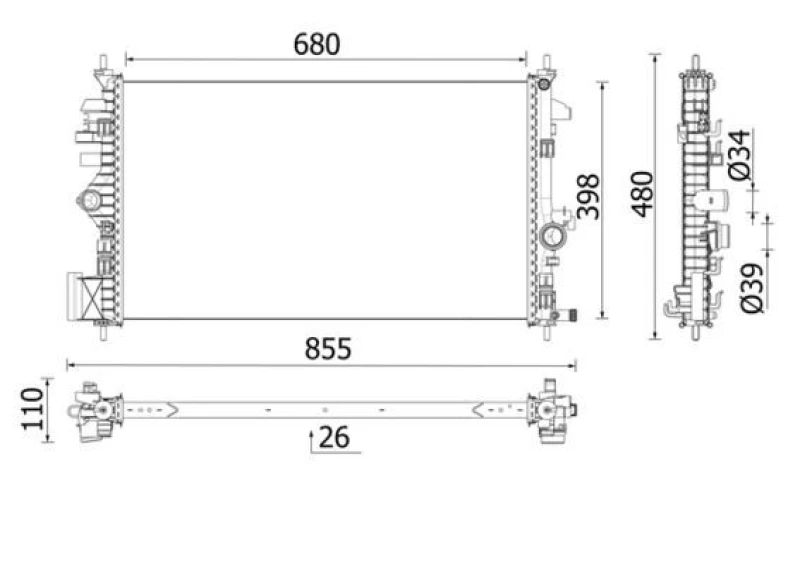 Image of MAHLE CR 2265 000P Engine radiator Aluminium, Brazed cooling fins Radiator,engine cooling (470)
