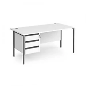 Image of Dams International Straight Desk with White MFC Top and Graphite H-Frame Legs and 3 Lockable Drawer Pedestal Contract 25 1600 x 800 x 725mm