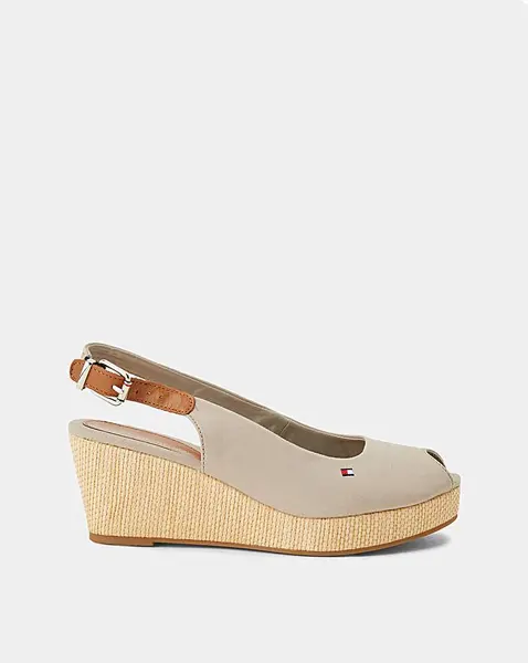Image of Tommy Hilfiger Elena Wedge Sandals D Fit Stone Female 36 NJ14106