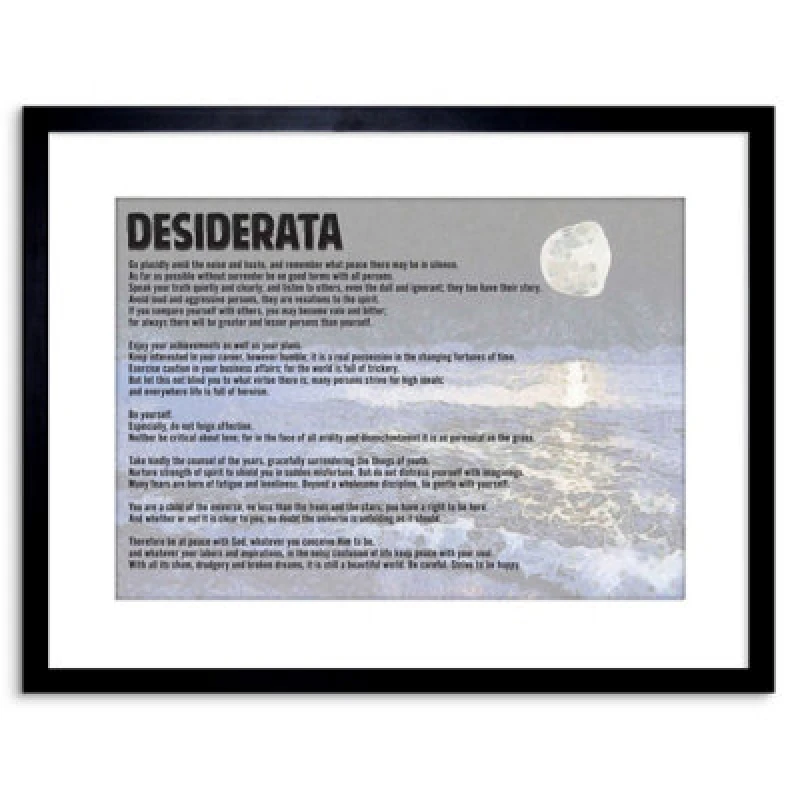 Image of Artery8 Wall Art Print Desiderata Ehrmann Placidly Noise Haste Quote Artwork Framed 9X7 Inch