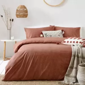 Image of The Linen Yard Claybourne Double Duvet Cover Set Cotton Pecan
