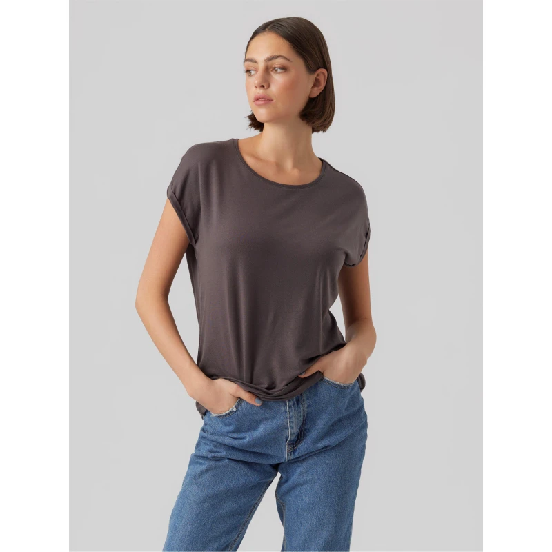Image of Vero Moda Ava Plain Short Sleeve T-Shirt Womens Asphalt female 12