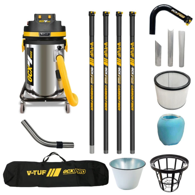 Image of V-TUF GCX5000 240-KIT1 3.5kW Wet & Dry Industrial Vacuum Cleaner with 20ft GCX5000 Pro Gutter Cleaning Kit