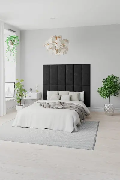 Image of Aspire EasyMount Wall Mounted Upholstered Panels, Modular DIY Headboard in Kimiyo Linen Fabric (Pack of 2) Grey