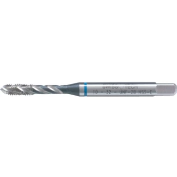 Image of 1/8'X28 BSP HSS-EV Blue Ring Spiral Flute Tap - Bright Finish - DIN 51 - Swisstech