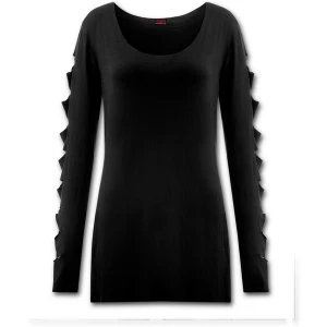 Image of Metall Streetwear Slashed Sleeve Boatneck Womens XX-Large Long Sleeve Top - Black