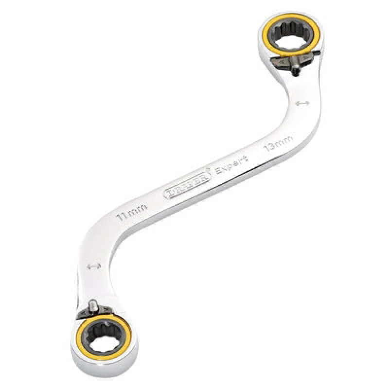 Image of Draper Expert Hi Torq Double Ring Ratchet S Spanner 03943 Range Metric: 11mm x 13mm