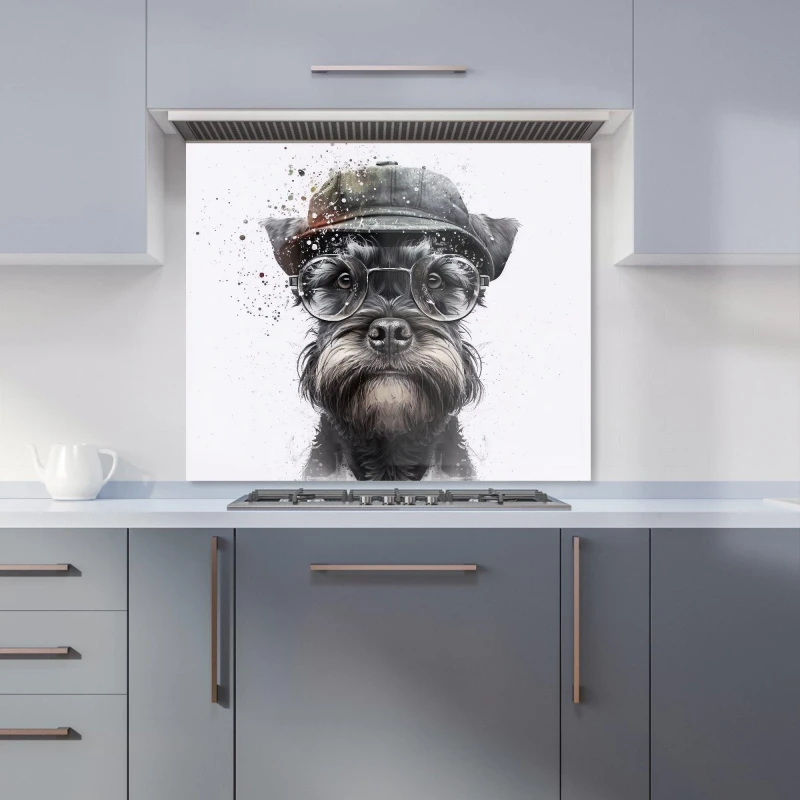 Image of Warren Reed - Designer Miniature Schnauzer Dog Kitchen Splashback Size: 600mm x 750mm Multicolor Unisex 600mm x 750mm