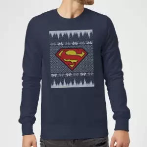 Image of DC Superman Knit Christmas Jumper - Navy - L