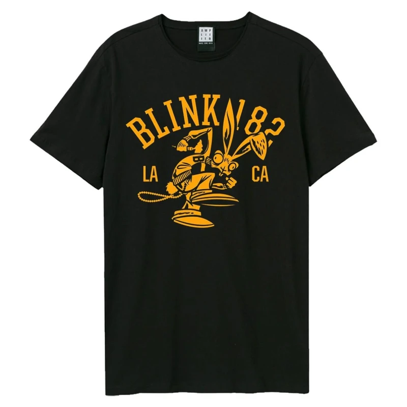 Image of Amplified Amplified Men Collegiate Bunny Blink 182 T-Shirt in Black Size: X-Small Black XS Male 5063852071913