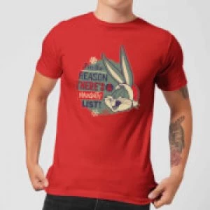 image of Looney Tunes I'm The Reason There Is A Naughty List Mens Christmas T-Shirt - Red - L