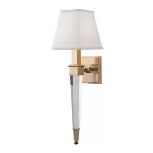 image of Ruskin 1 Light Wall Sconce Brass, Silk