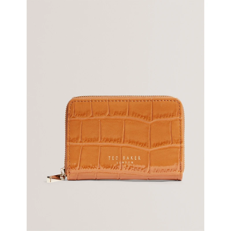 Image of Ted Baker Womens Croc Zip Around Purse Tan female One Size