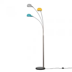 Image of Curva Brushed Chrome Floor Lamp with Multi Coloured Shades