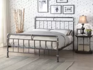 Image of Flintshire Cilcain 4ft6 Double Black and Silver Metal Bed Frame