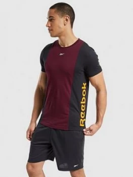 Image of Reebok Training Essentials Blocked T-Shirt, Maroon, Size XL, Men