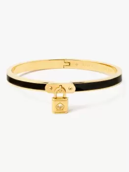 Image of Lock And Spade Charm Bangle - Black - One Size