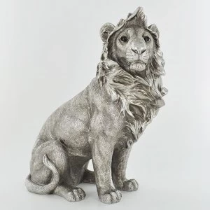 image of Antique Silver Large Lion Sitting Ornament