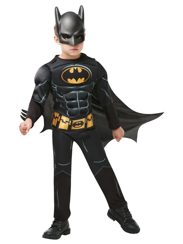 Image of Batman Black Batman Child Costume One Colour WZH3P Unisex 3-4,5-6,7-8