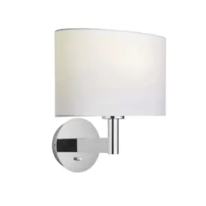 Image of Wall Light Chrome Plate & Vintage White Fabric 60W E27 Dimmable e10615