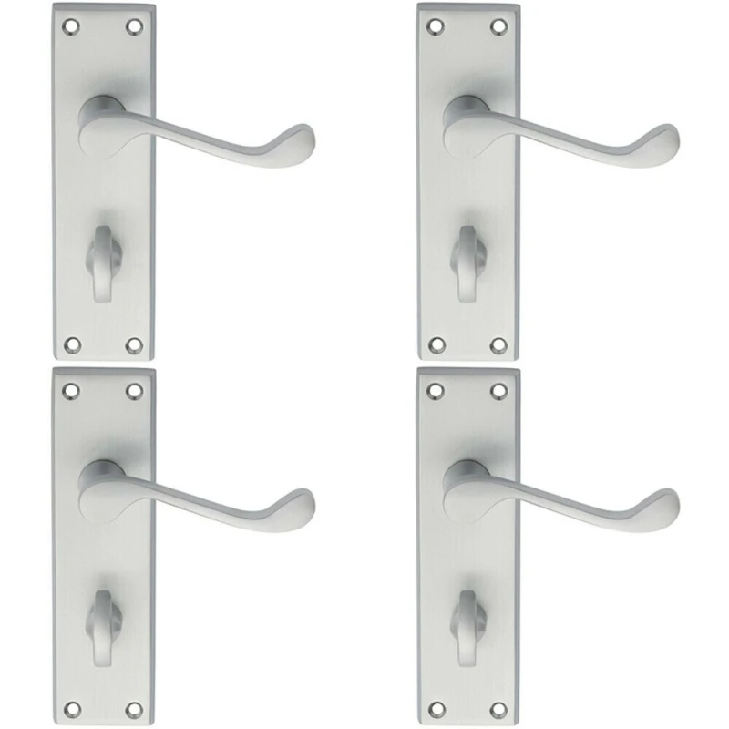 Image of Loops 4x PAIR Victorian Scroll Handle on Bathroom Backplate 150 x 43mm Satin Chrome Multi