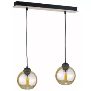 Image of Keter Ambre Bar Pendant Ceiling Light Wood, 50cm, 2x E27
