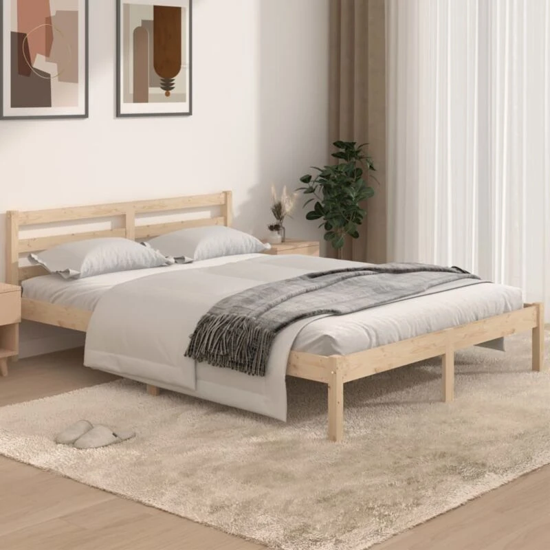 Image of VIDAXL Bed Frame without Mattress Solid Wood Pine 140x190cm Vidaxl 8720286877388