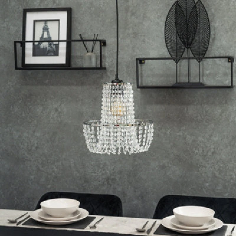 Image of ValueLights ValueLights Tegan Gold Jewel Droplet Pendant Ceiling Light Lamp Shade & 10w LED in Silver Silver One Size Unisex 5059406041068