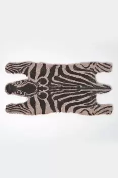 Image of Zebra Shaped Coir Animal Print Non-Slip Doormat