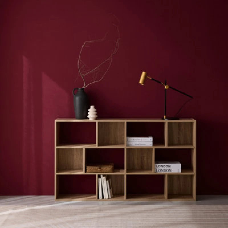 Image of 3-Shelf Bookshelf With 12 Compartments Natural - Sweeek