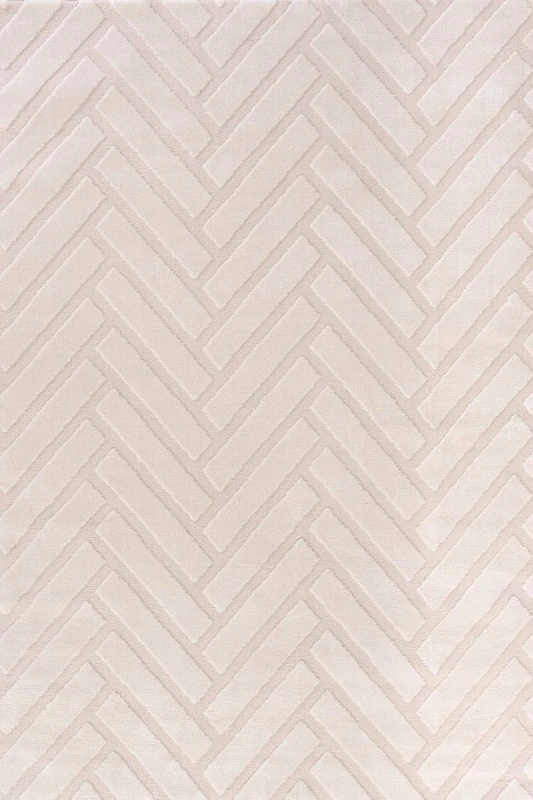 Image of THE RUGS Loft Herringbone Living Room Area Rug & Runners Soft Pile in Ivory Size: 80cm x 150cm Ivory Unisex 80cm x 150 cm