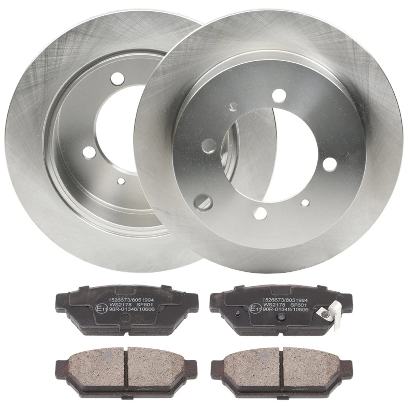 Image of RIDEX 3405B1885 Brake disc and pads set Rear Axle, Brake Disc Type: Solid, with acoustic wear warning Brake Set,disc brakes (3405)